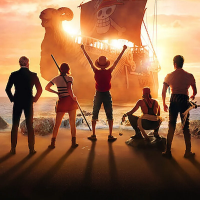 Prvních pět členů posádky na plakátě k seriálu